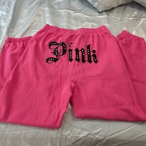 PINK Victoria's Secret Hot Pink Sweatpants with Black Logo